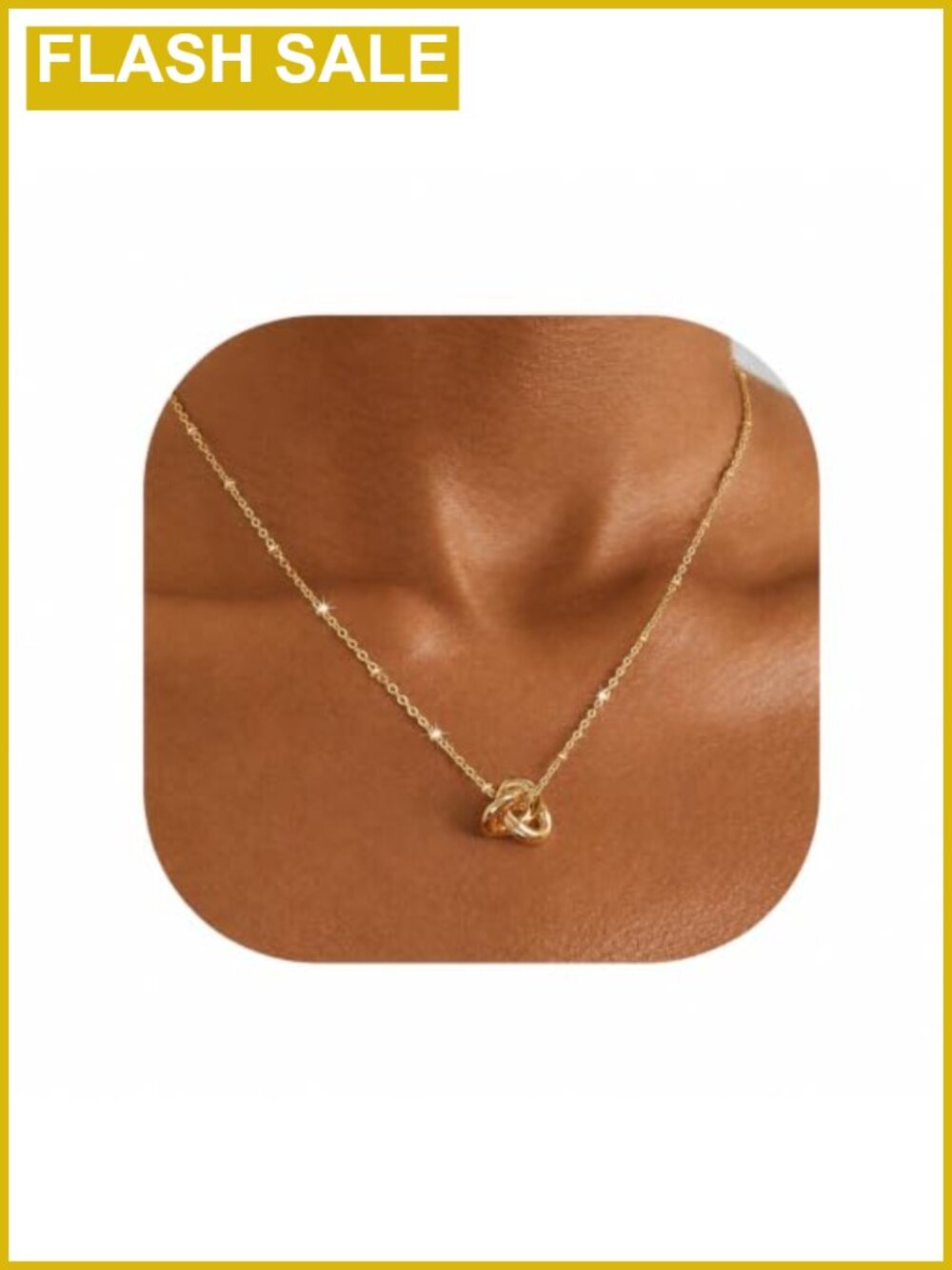 14K Gold Plated Love Knot Pendant Necklace Dainty